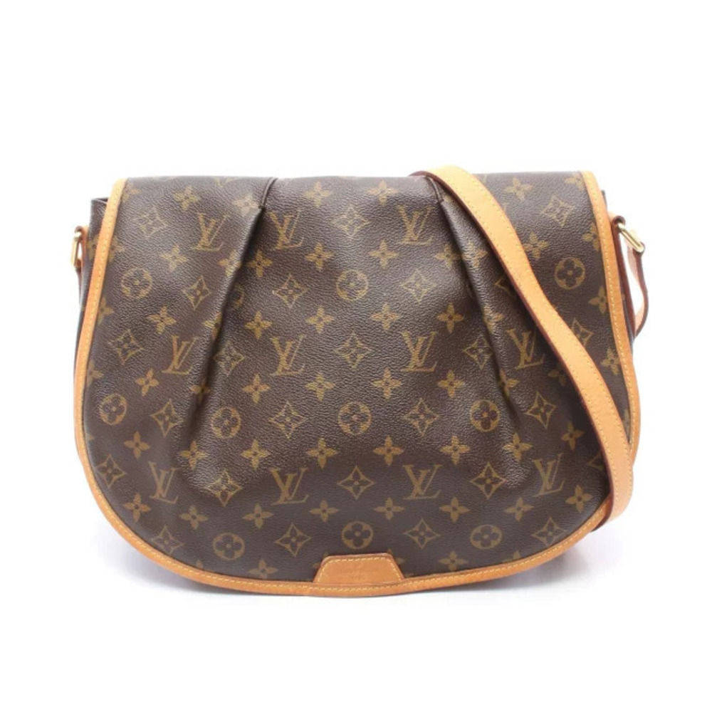 Louis Vuitton Menilmontant Shoulder Bag Canvas Leather Monogram Brown